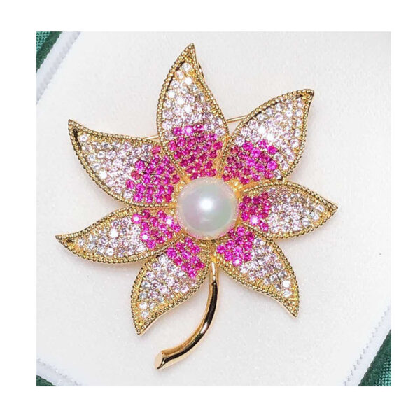 trâm cài áo lá phong đính kim cương