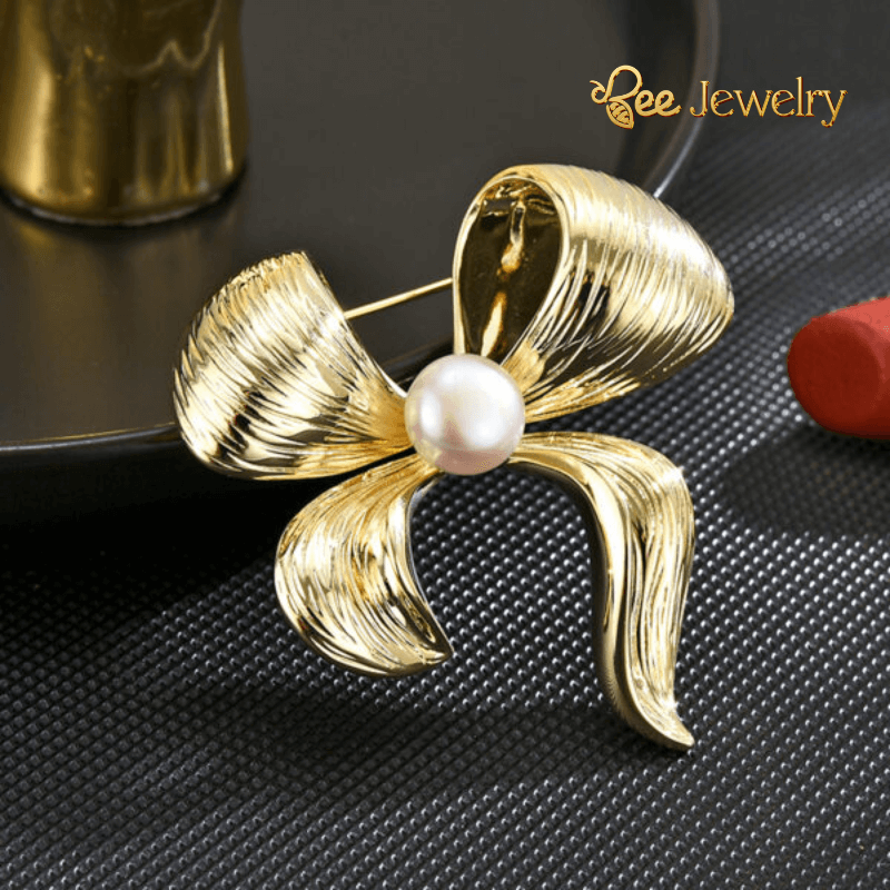 trâm cài áo nơ vàng 24K