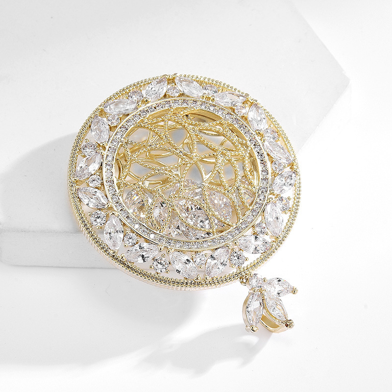 Trâm Cài Áo Đĩa Ren Rỗng Đính Đá Cao Cấp - Hình ảnh 8