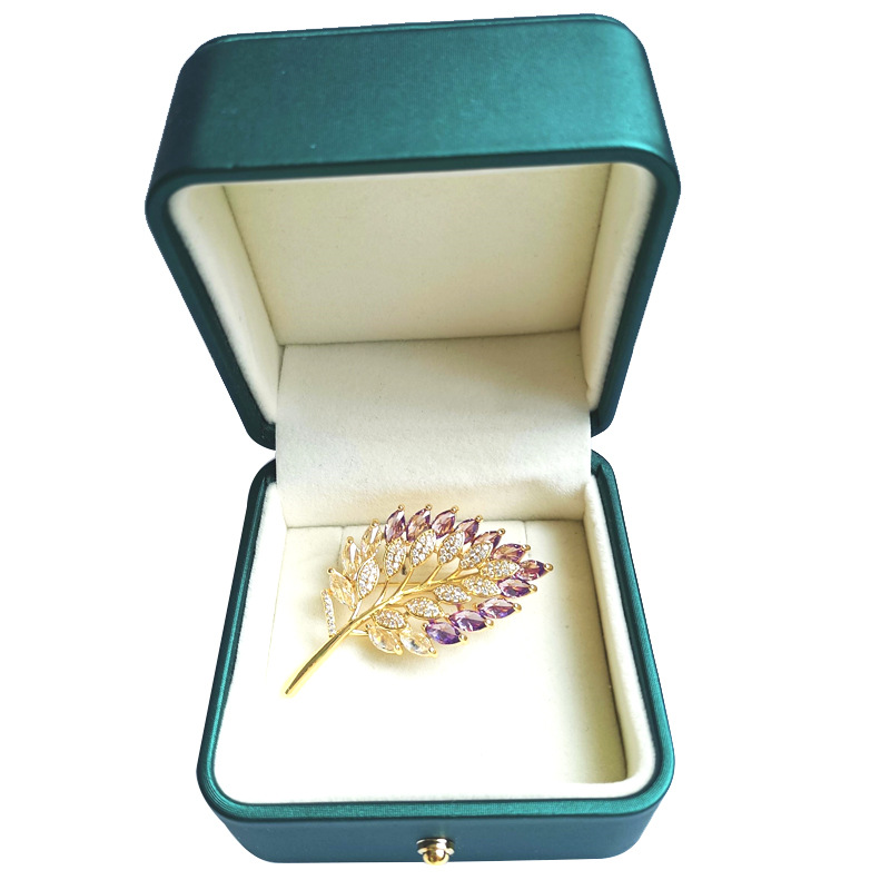 Trâm Cài Áo Lá Đính Phale Tím Cao Cấp - Hình ảnh 3