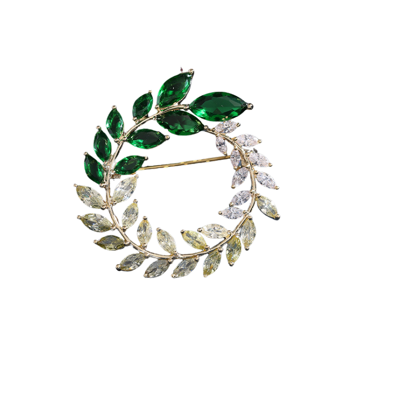 trâm cài áo vòng lá nguyệt quế xanh