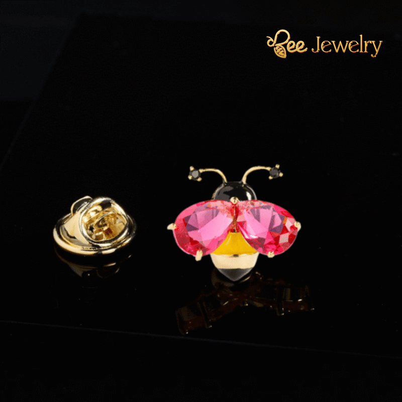 pin cài áo ong đính phale đỏ