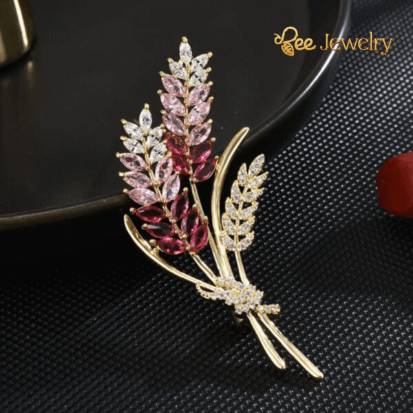 trâm cài áo bông lúa đính đá phale hồng