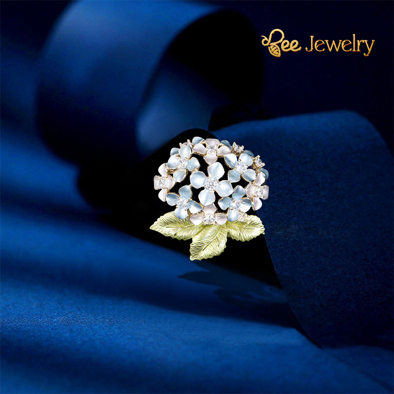 trâm cài áo hoa cẩm tú cầu xanh