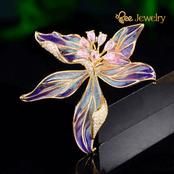 trâm cài áo hoa cẩm tú cầu tím