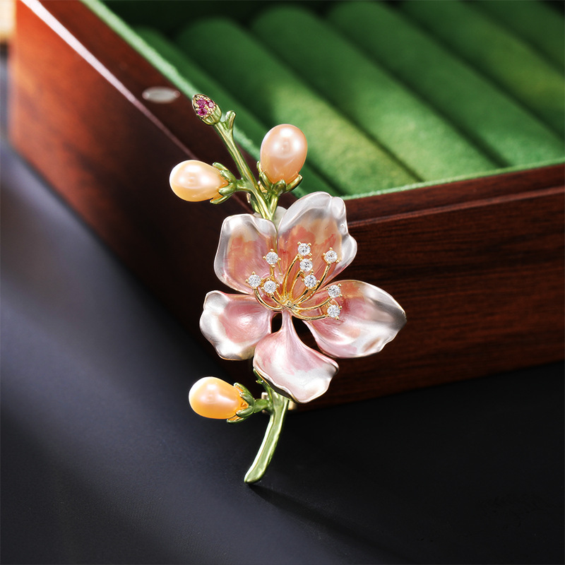 Trâm Cài Áo Hoa Mộc Lan Hồng - Hình ảnh 3