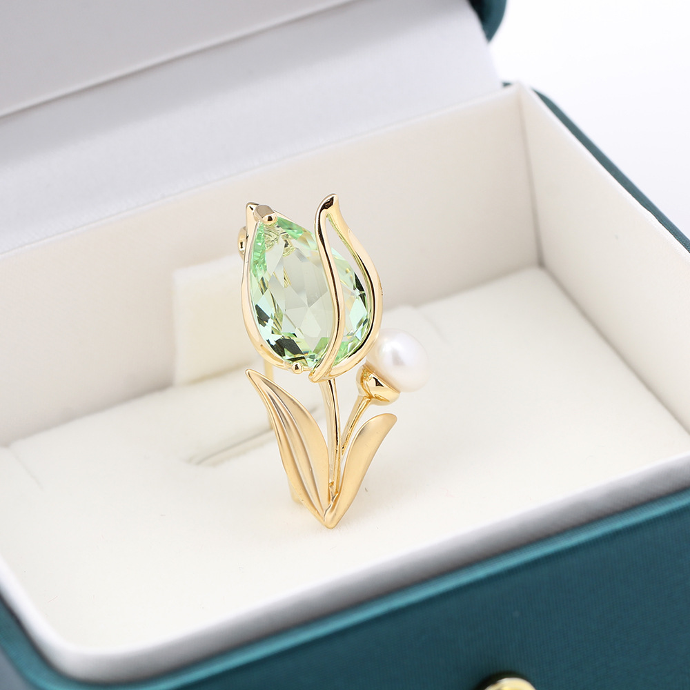 pin cài áo hoa tulip xanh