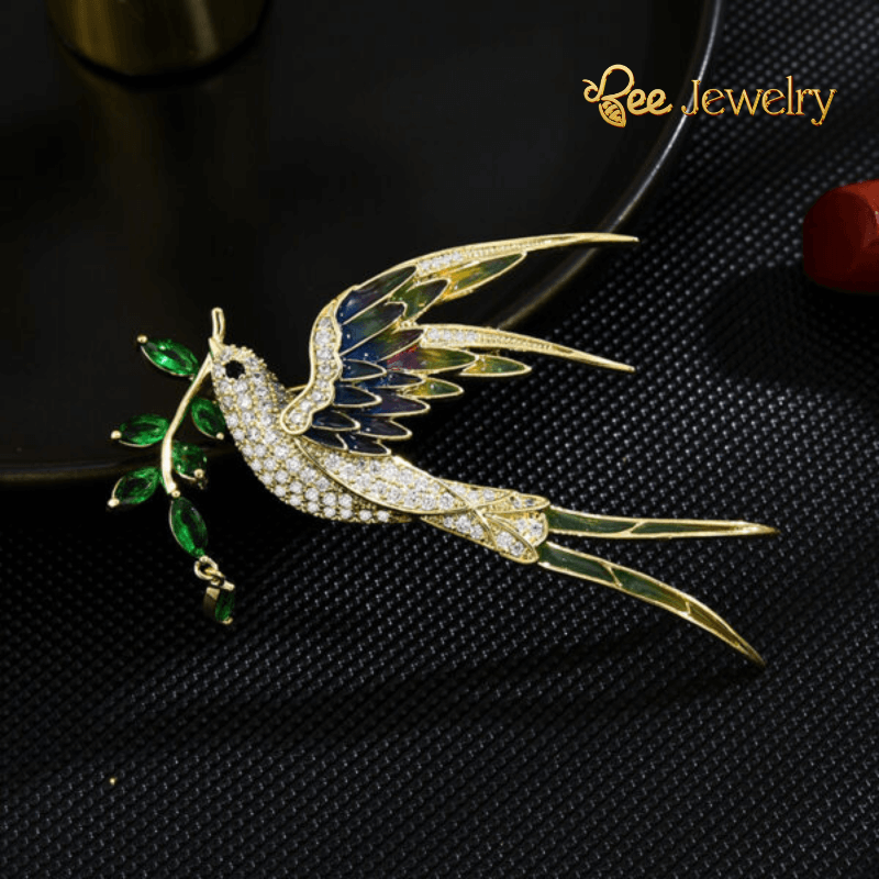 trâm cài áo chim én đính đá