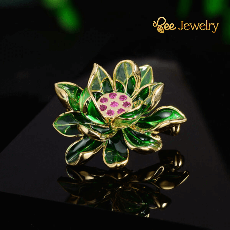 Trâm Cài Áo Hoa Sen Xanh