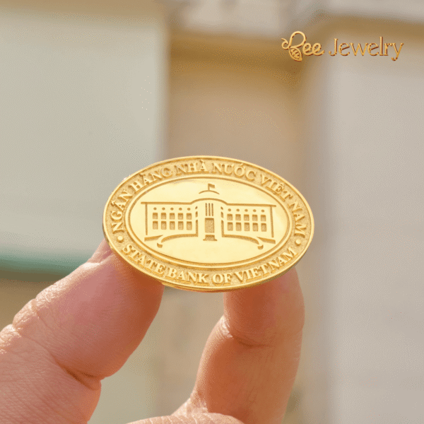 huy hiệu ngân hàng nhà nước mạ vàng