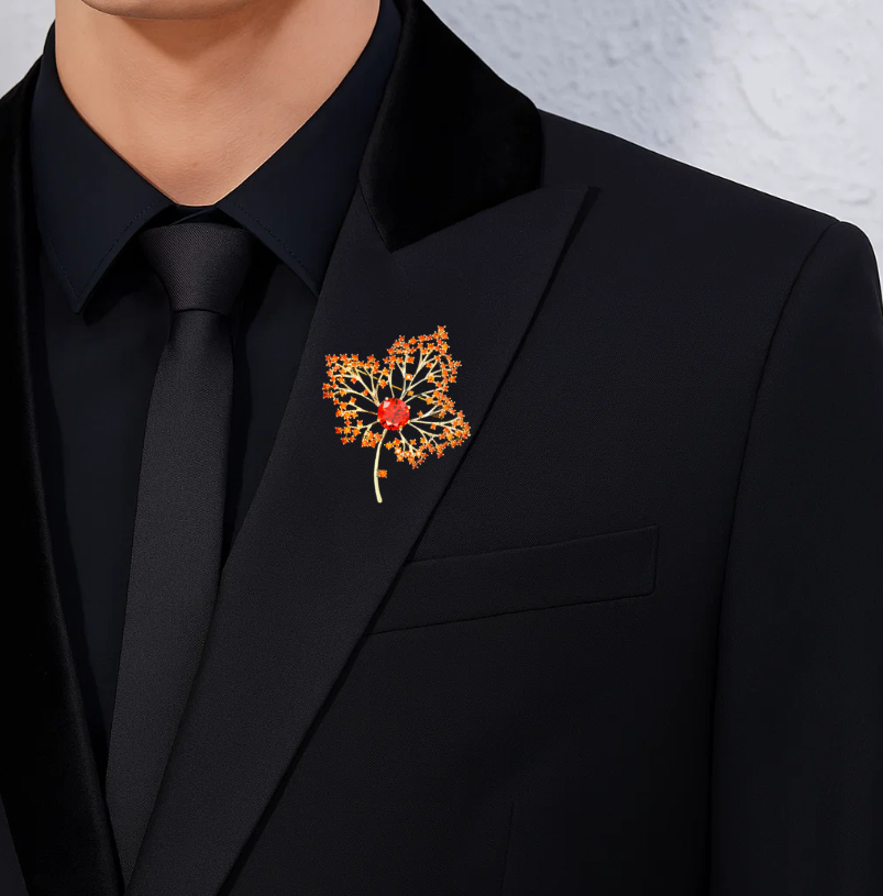 trâm cài áo vest nam hình lá phong